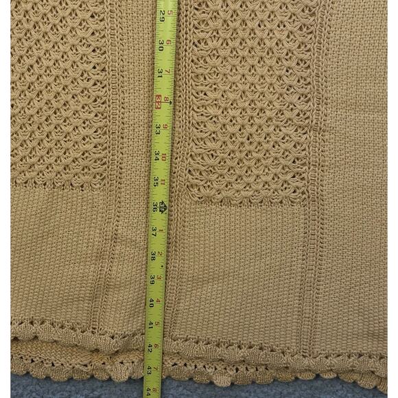 F.P. Beach (Free People Line) Sweater Dress Crochet Knit Boho Tan Sleeveless M - Picture 6 of 6